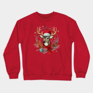 Christmas Reindeer embroidery style 02 Crewneck Sweatshirt